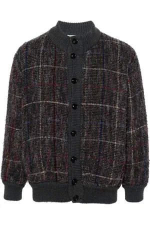Missoni 1980s ribbed-edge checkered wool cardigan