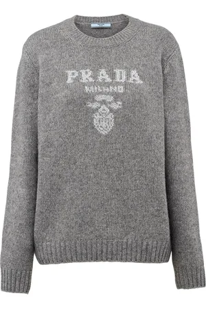 Prada Logo-intarsia lamé cashmere jumper