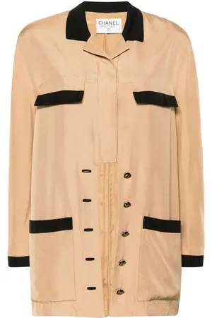 CHANEL 1990s contrasting silk shirt jacket