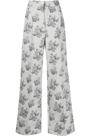 Maison Kitsuné Floral-jacquard straight-leg trousers