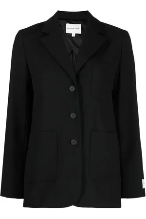 Maison Kitsuné Logo-tag textured single-breasted blazer