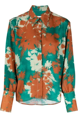 Maison Kitsuné Floral-print spread-collar shirt