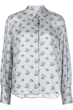 Maison Kitsuné Floral-print twill shirt