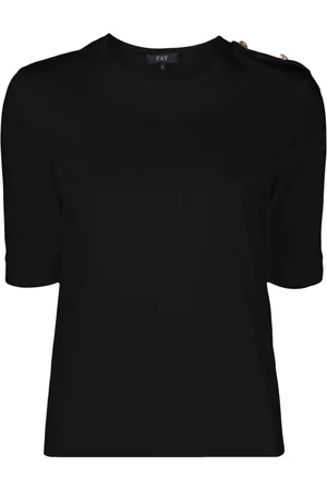 FAY Epaulettes-detailed piqué-weave T-shirt