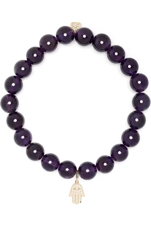 Sydney Evan 14kt yellow gold amethyst Hamsa bracelet