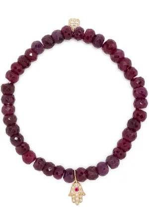 Sydney Evan 14kt yellow gold ruby Hamsa bracelet