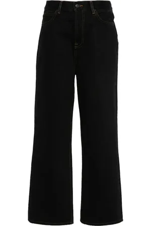 WARDROBE.NYC Logo-patch cotton wide-leg jeans