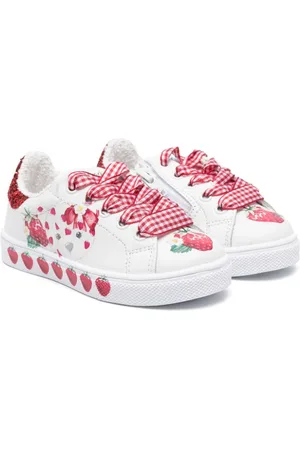 MONNALISA Strawberry-print lace-up sneakers