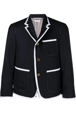 Thom Browne Contrasting-trim single-breasted blazer
