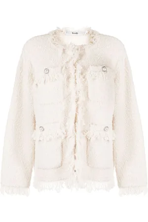 B+AB Frayed-trim tweed cardigan