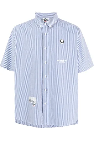 A Bathing Ape Logo-appliqué striped shirt