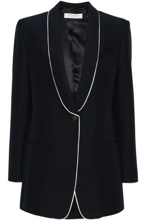 Serafini Piped-trim single-breasted blazer
