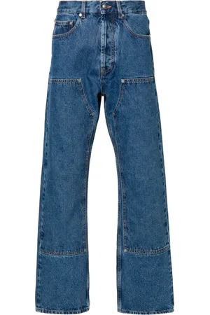 Palm Angels Logo-embossed straight-leg jeans