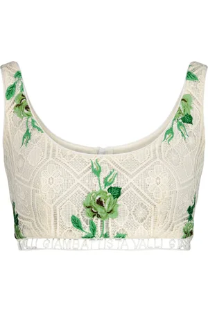 Giambattista Valli Pensées Sauvages floral-embroidered crop top