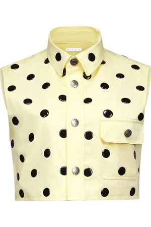 AREA Polka dot-appliqué cotton top