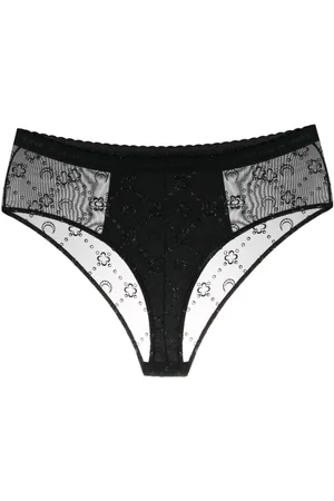 Marine Serre Moonogram-flocked mesh briefs