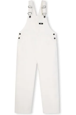 DKNY Logo-patch cotton dungarees