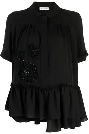 DICE KAYEK Floral-embroidered silk shirt
