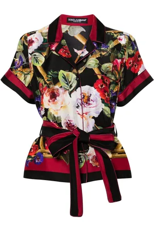 Dolce & Gabbana Floral-print belted silk shirt