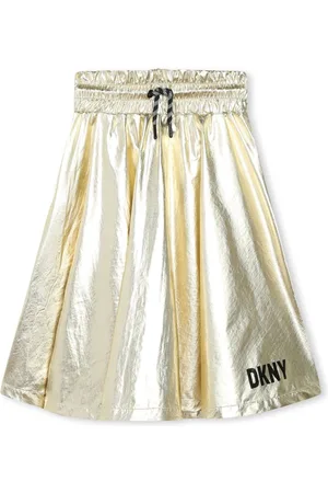 DKNY Metallic-finish drawstring-waist skirt