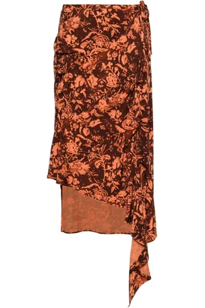 Jade Cropper Floral-print draped midi skirt