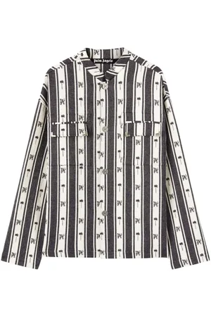 Palm Angels Monogram-print striped overshirt