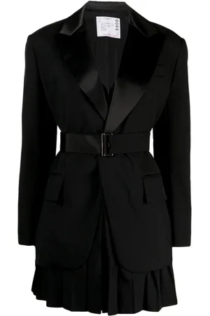 SACAI Layered belted single-breasted blazer