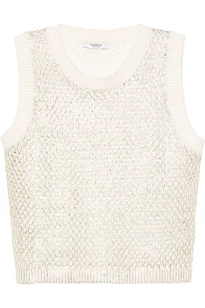 PESERICO SIGN Metallic-effect knitted top