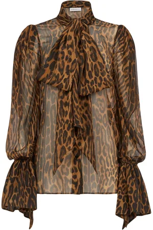 Nina Ricci Pussy bow-collar animal-print blouse