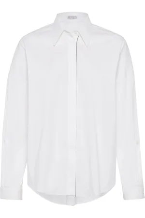 Brunello Cucinelli Bead-embellished cotton-blend shirt