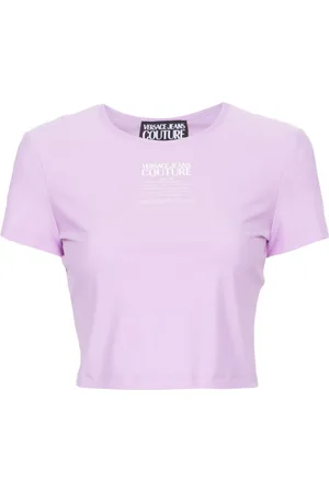 VERSACE Logo-print cropped T-shirt