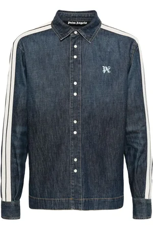 Palm Angels Monogram-embroidered denim track jacket
