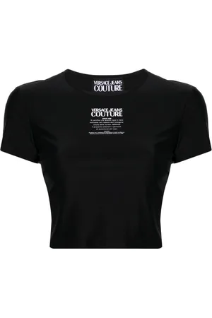 VERSACE Logo-print cropped T-shirt