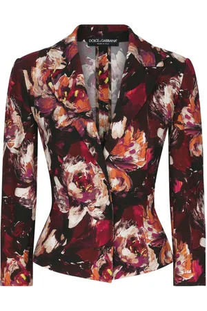 Dolce & Gabbana Floral-print fitted-waistline blazer