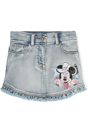 MONNALISA Embroidered-design denim skirt