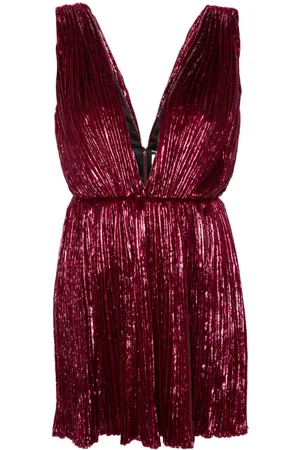 Saint Laurent Lamé-effect pleated minidress