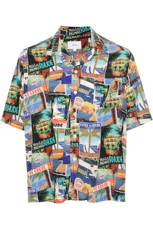 Rhude Postal Card-print bowling shirt