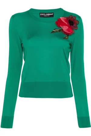 Dolce & Gabbana Floral-appliqué silk jumper