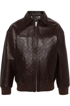 MISBHV Logo-embossed leather jacket