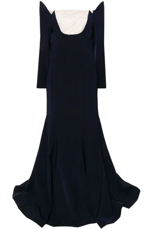 Bazza Alzouman Off-shoulder satin fishtail gown