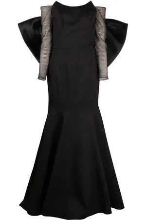 Bazza Alzouman Off-shoulder satin fishtail gown