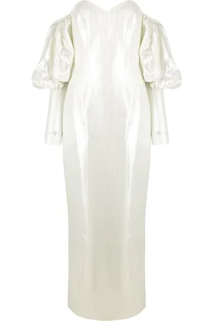 Bazza Alzouman Juliet-sleeves lamé gown