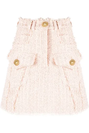 Balmain Frayed tweed miniskirt
