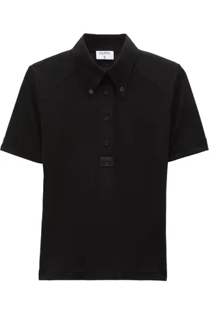 Filippa K Logo-patch fine-knit polo top