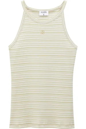 Filippa K Monogram-embroidered striped organic cotton tank top