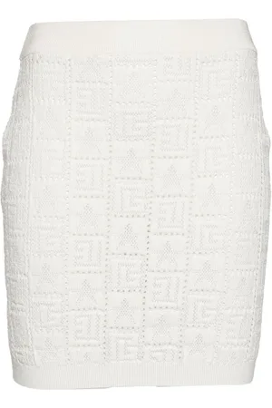 Balmain Pointelle-knit monogram miniskirt