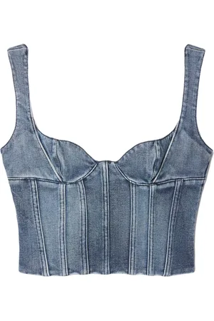 OFF-WHITE Bustier denim cropped top
