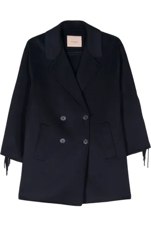 Twin-Set Fringed double-breasted coat