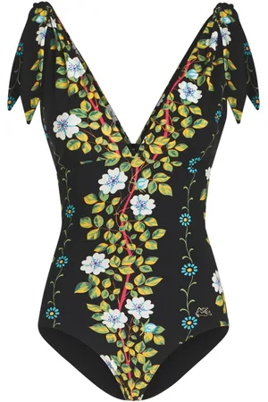 Etro Floral-print V-neck swimsuit
