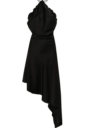 The Attico Asymmetric satin midi dress